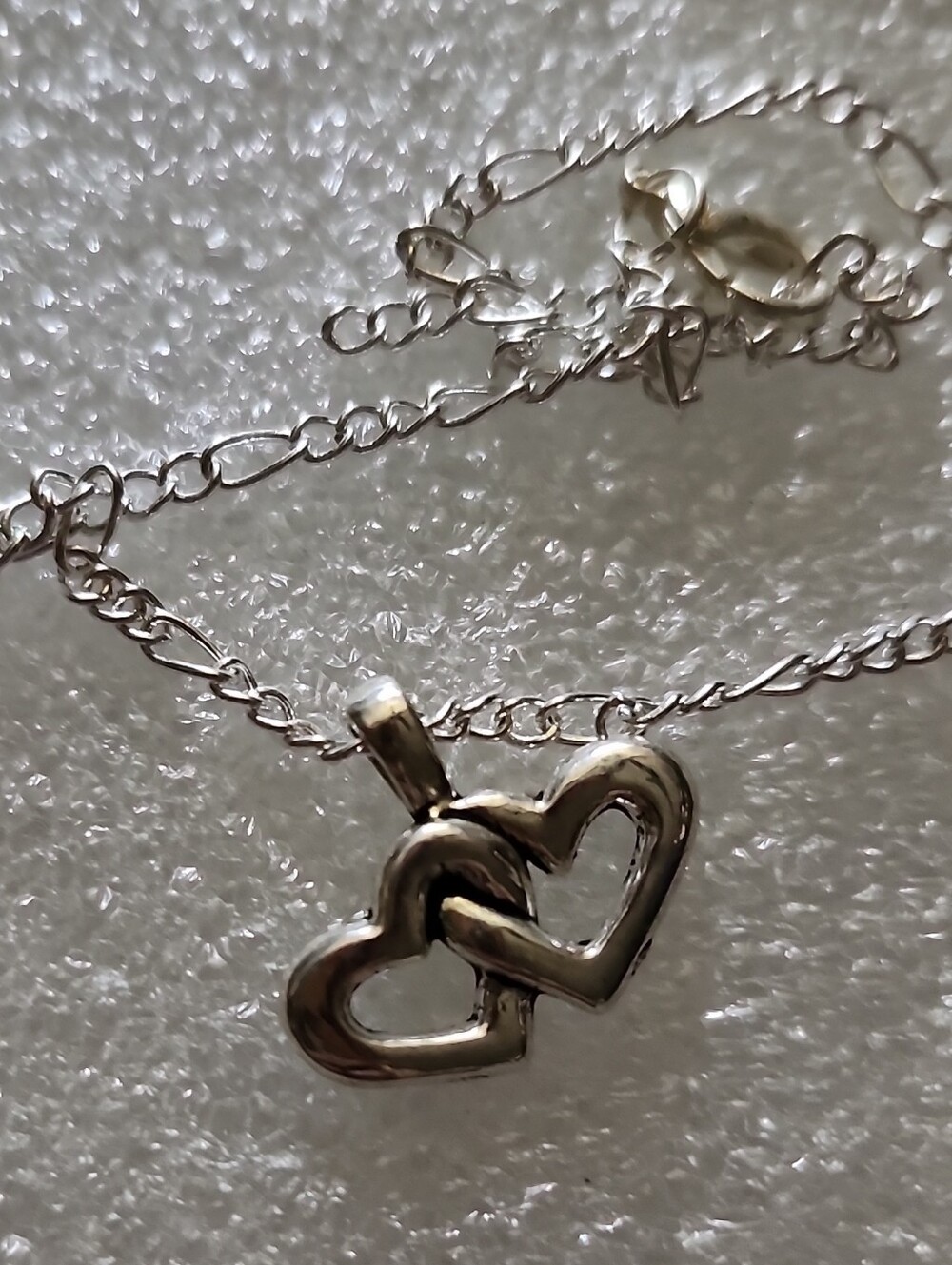 Hand Crafted Silver Double Heart Bracelet / Anklet